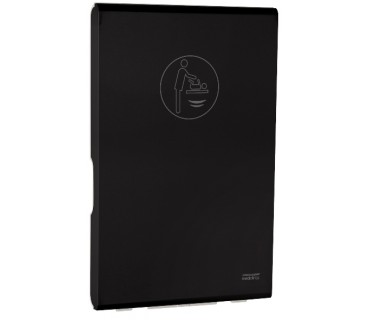 Cambia pañales vertical de polipropileno blanco y acero inoxidable negro mate