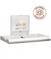 Cambia pañales horizontal de polipropileno blanco y acero inoxidable satinado con ionizador