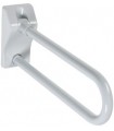 Barra abatible vertical con rotación lateral de acero y vinilo antimicrobiano blanco de 700mm de longitud